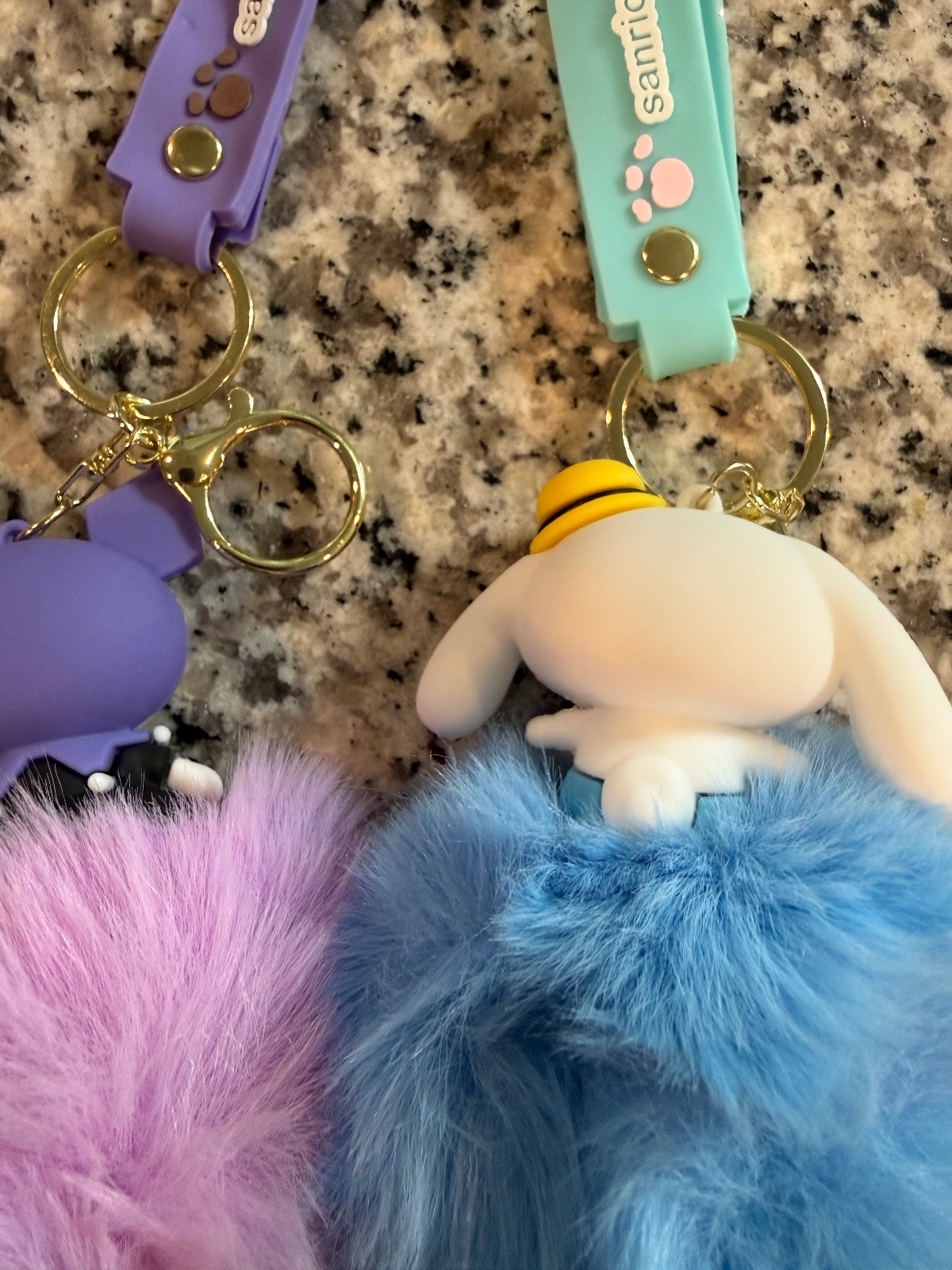 Sanrio Kuromi Cinnamoroll Pom Pom Keychain Set Cute Kawaii Plush Charms