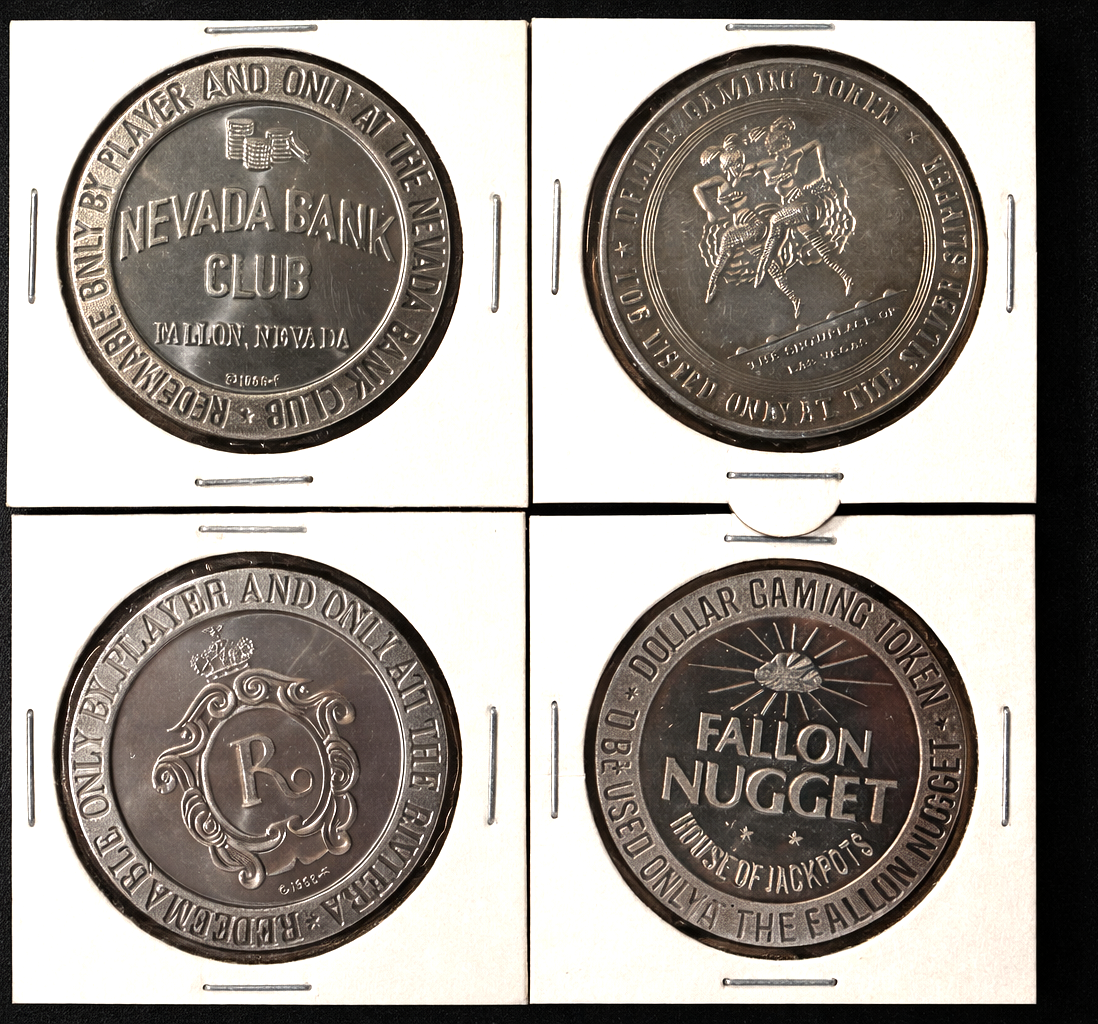 Nevada Bank Club Fallon Nugget Dollar Token 4 Pack Casino Collectible