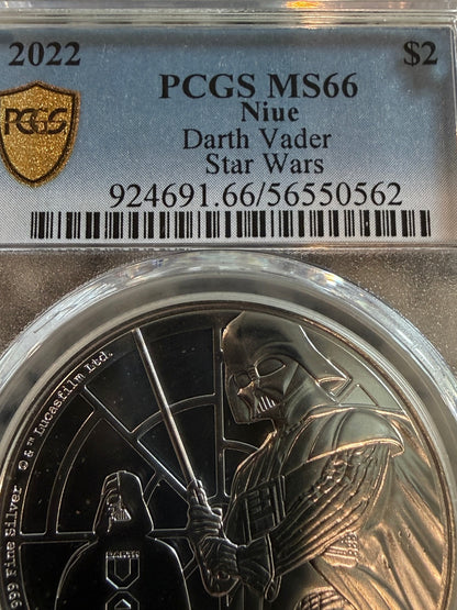 2022 Niue 1 oz Silver Darth Vader Coin PCGS MS66 Star Wars