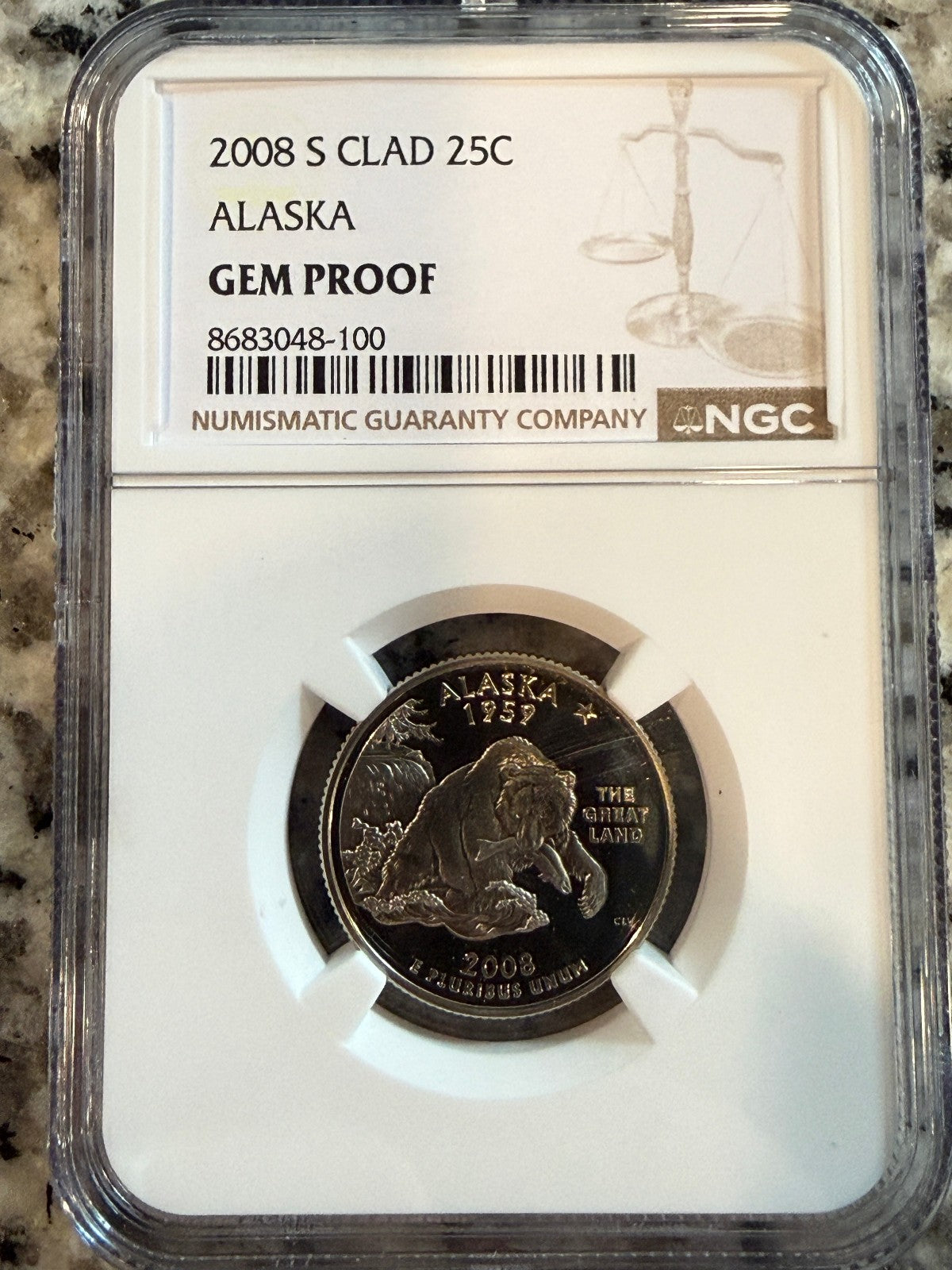 2008 S Alaska State Quarter Gem Proof NGC PF Deep Cameo 25C Clad