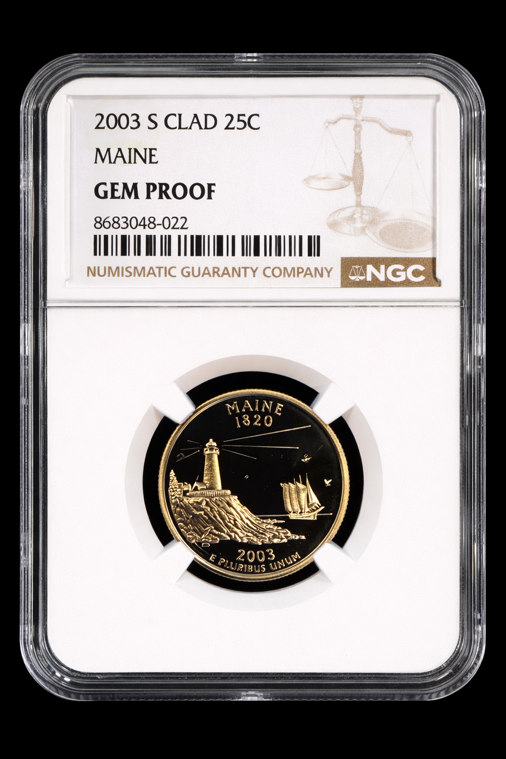 2003-S Maine State Quarter Gem Proof NGC Certified 25C Clad Coin