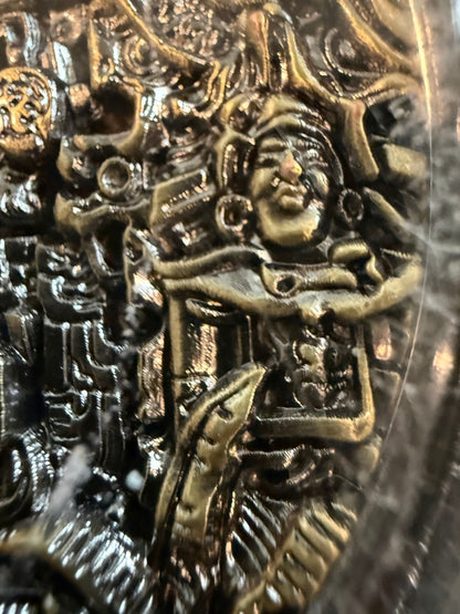 Mayan 5 oz Brass Coin Aztec Calendar Medallion with Display Case