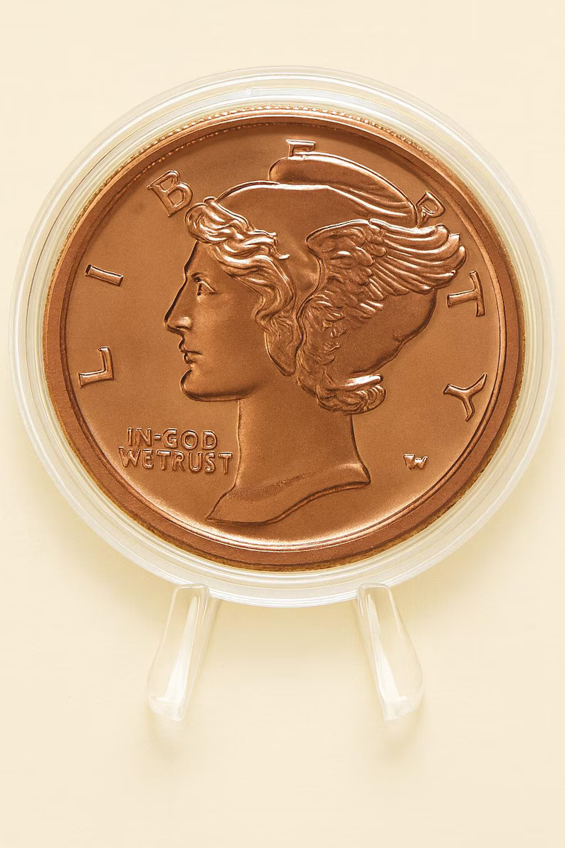 1 oz .999 Fine Copper Round Liberty Head w Case & Stand Collectible Coin