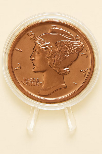 1 oz .999 Fine Copper Round Liberty Head w Case & Stand Collectible Coin