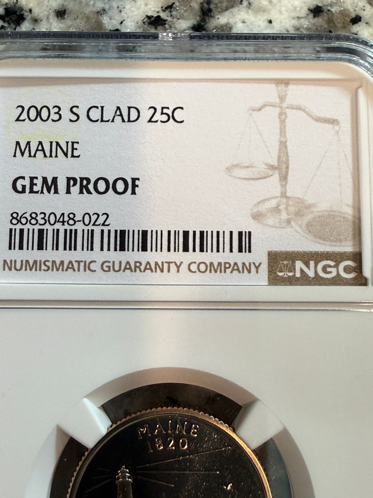 2003-S Maine State Quarter Gem Proof NGC Certified 25C Clad Coin