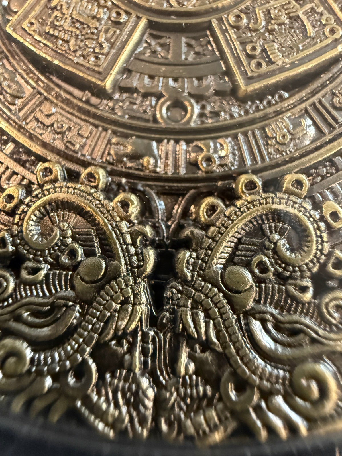 Mayan 5 oz Brass Coin Aztec Calendar Medallion with Display Case