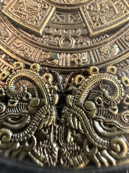 Mayan 5 oz Brass Coin Aztec Calendar Medallion with Display Case