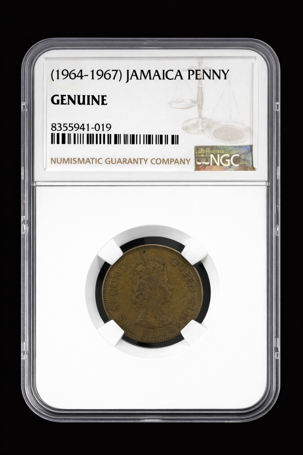 1967 Jamaica Penny NGC Genuine Slabbed Coin Queen Elizabeth II Caribbean