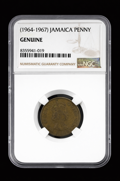 1967 Jamaica Penny NGC Genuine Slabbed Coin Queen Elizabeth II Caribbean