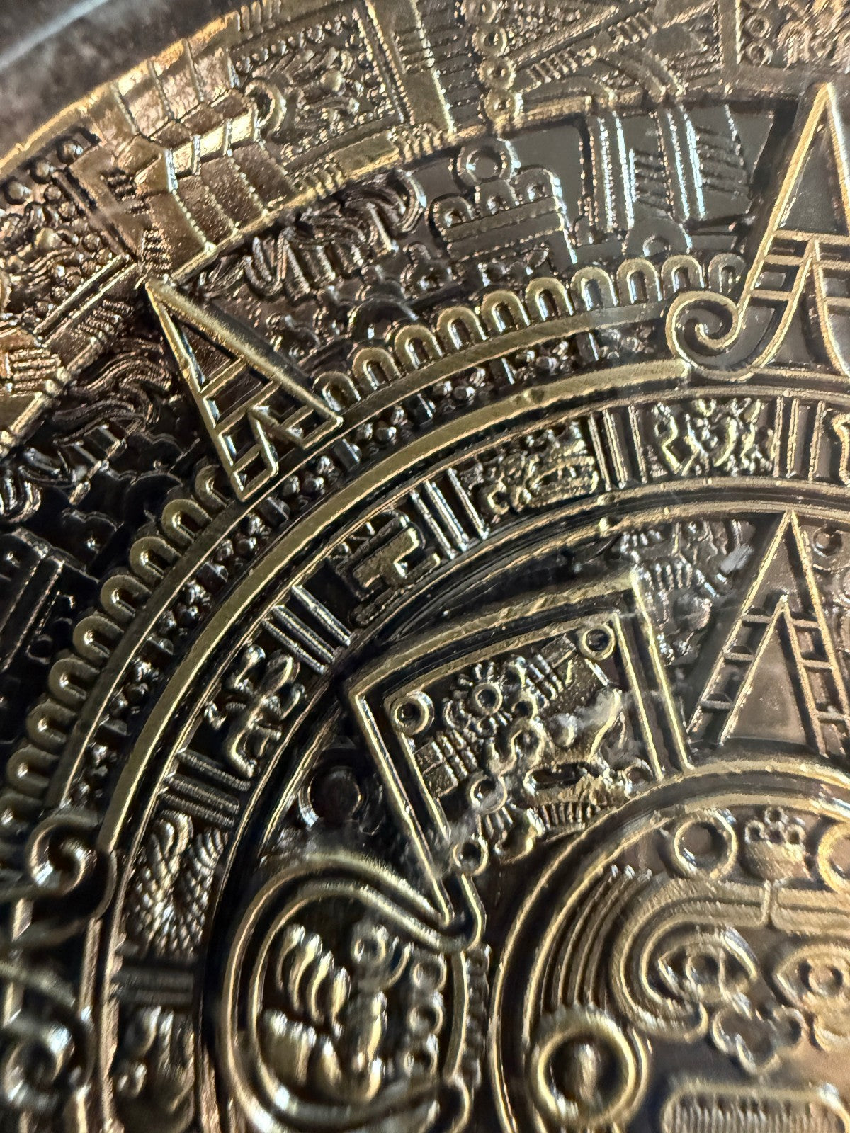 Mayan 5 oz Brass Coin Aztec Calendar Medallion with Display Case