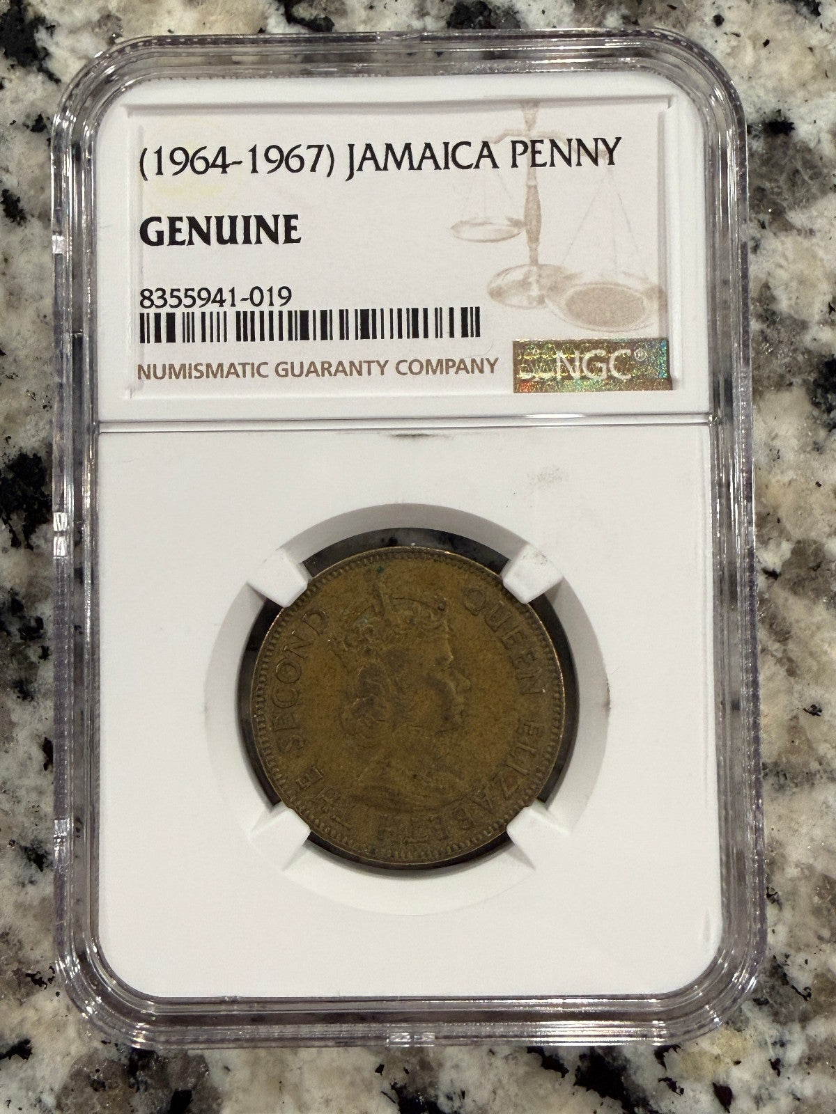 1967 Jamaica Penny NGC Genuine Slabbed Coin Queen Elizabeth II Caribbean