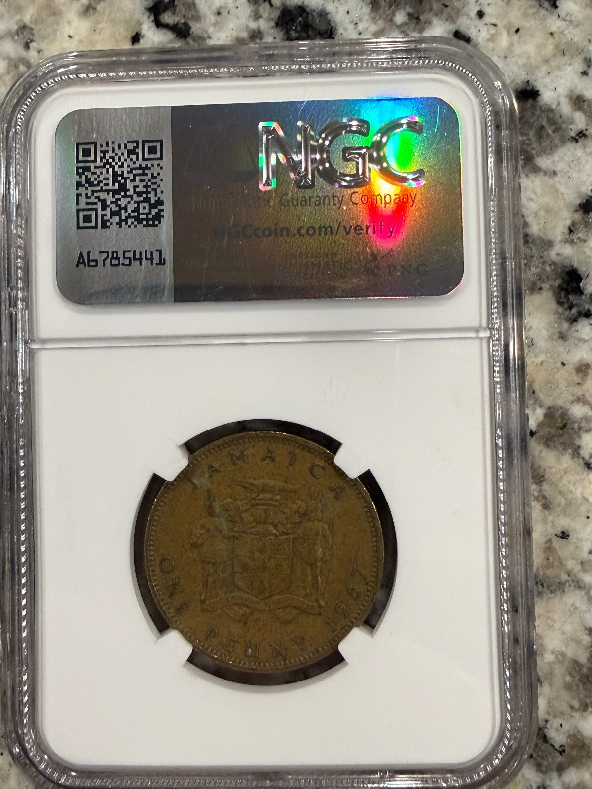 1967 Jamaica Penny NGC Genuine Slabbed Coin Queen Elizabeth II Caribbean