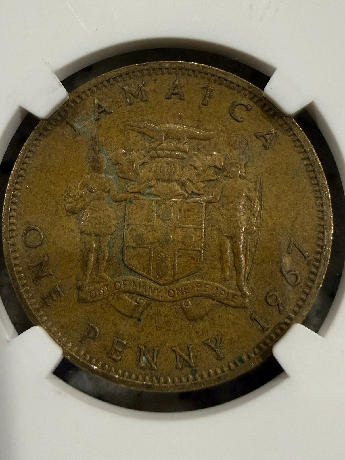 1967 Jamaica Penny NGC Genuine Slabbed Coin Queen Elizabeth II Caribbean