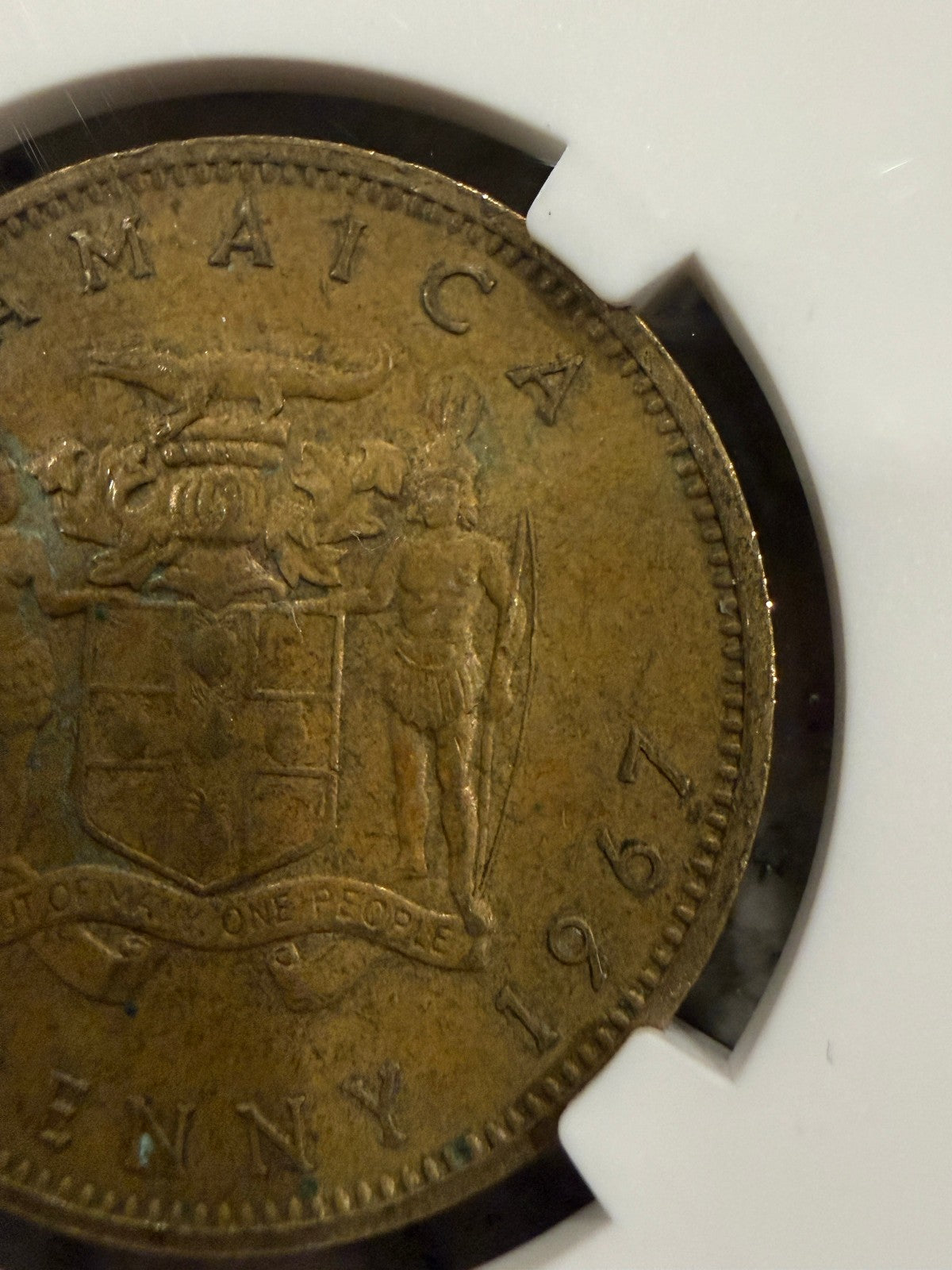 1967 Jamaica Penny NGC Genuine Slabbed Coin Queen Elizabeth II Caribbean