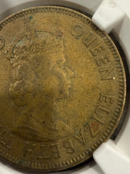 1967 Jamaica Penny NGC Genuine Slabbed Coin Queen Elizabeth II Caribbean