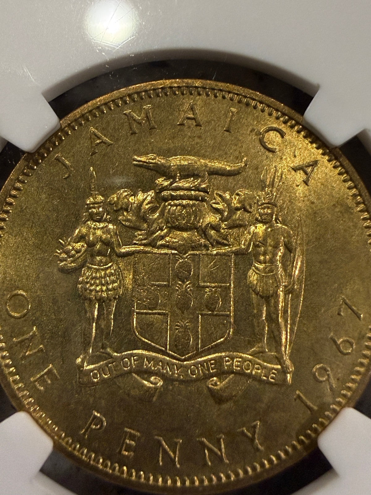 1967 Jamaica Penny NGC Genuine Queen Elizabeth II Caribbean Coin