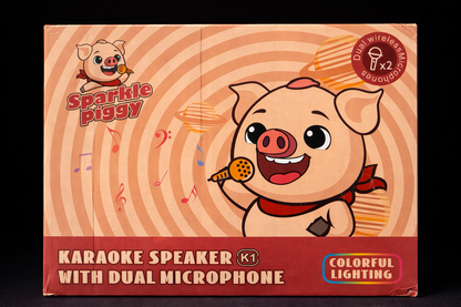 Sparkle Piggy K1 Karaoke Speaker Dual Wireless Microphones Colorful LED