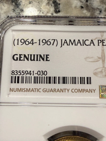 1967 Jamaica Penny NGC Genuine Queen Elizabeth II Caribbean Coin