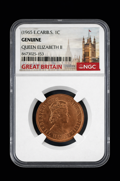 1965 Eastern Caribbean 1 Cent NGC Genuine Queen Elizabeth II Coin
