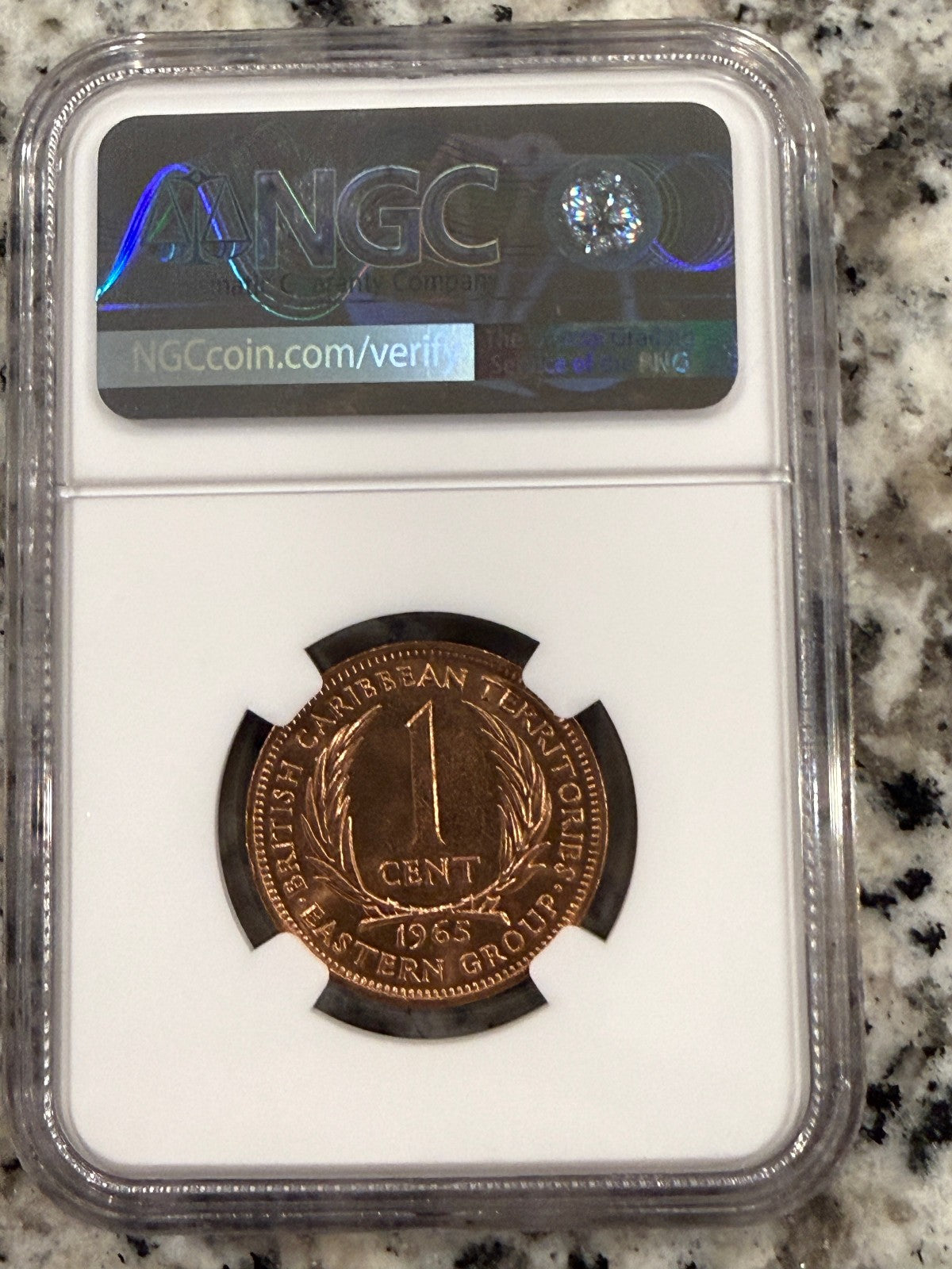 1965 Eastern Caribbean 1 Cent NGC Genuine Queen Elizabeth II Coin