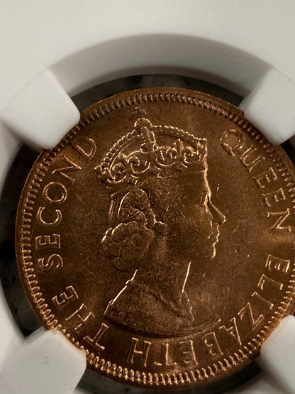 1965 Eastern Caribbean 1 Cent NGC Genuine Queen Elizabeth II Coin