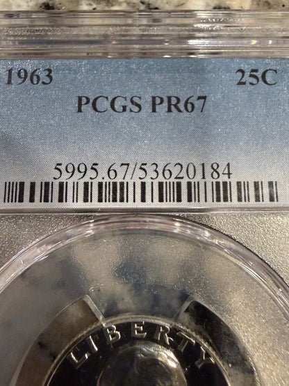 1963 Proof Washington Quarter PCGS PR67 Silver 25C High Grade Coin