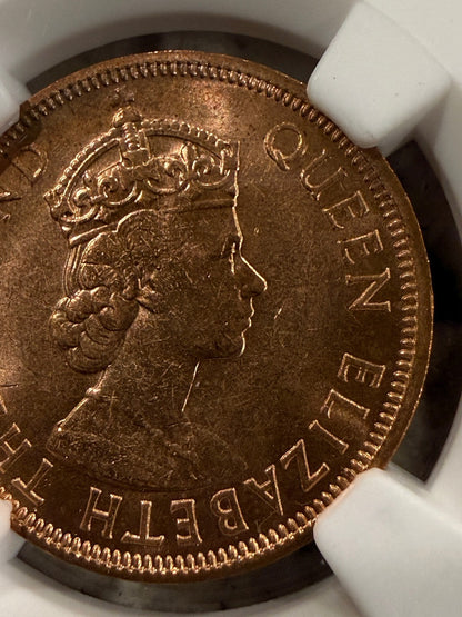 1965 Eastern Caribbean 1 Cent NGC Genuine Queen Elizabeth II Coin