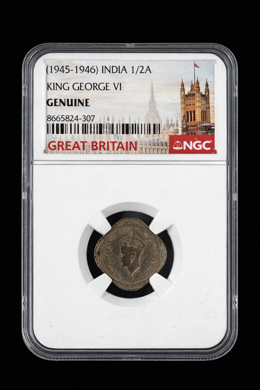 1945-46 India 1/2 Anna King George VI NGC Genuine British India Coin
