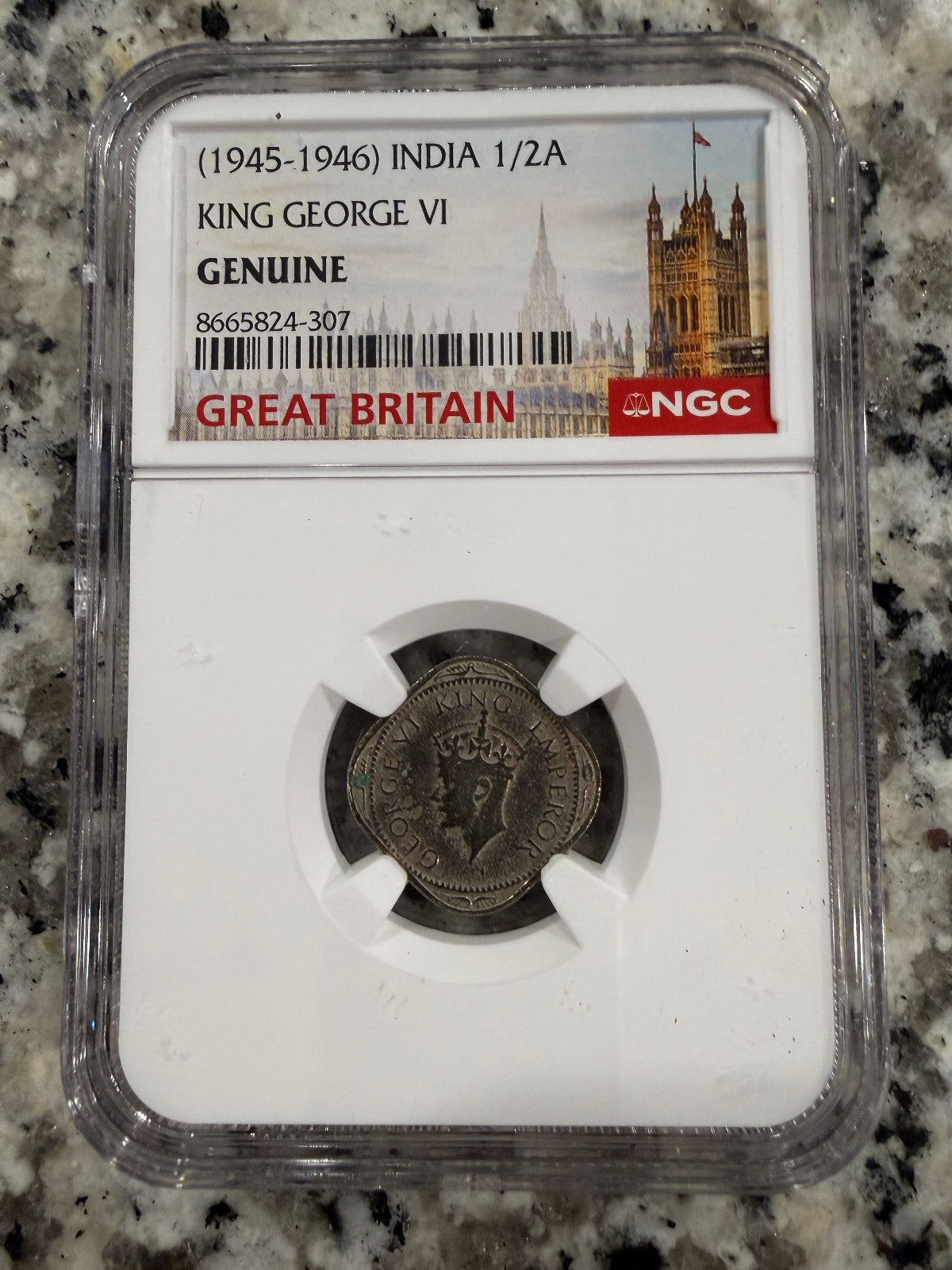 1945-46 India 1/2 Anna King George VI NGC Genuine British India Coin