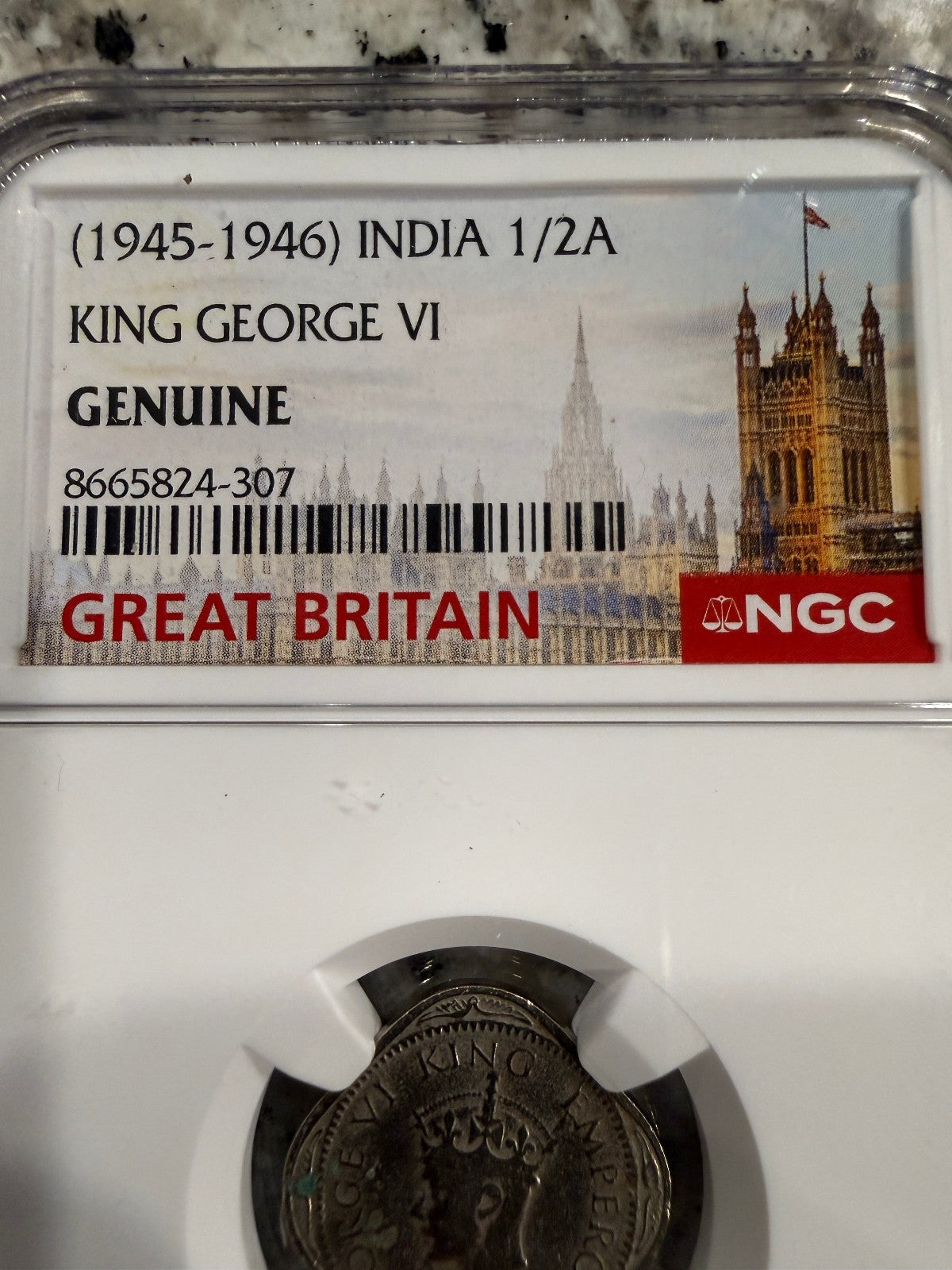 1945-46 India 1/2 Anna King George VI NGC Genuine British India Coin