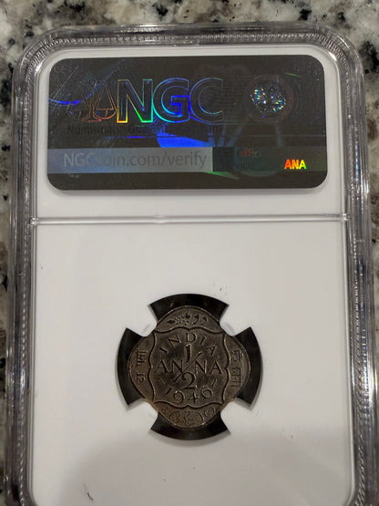 1945-46 India 1/2 Anna King George VI NGC Genuine British India Coin