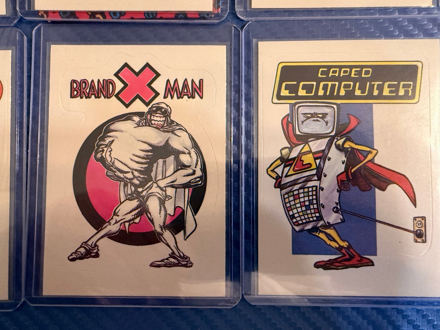 Vintage Superhero Parody Sticker Cards Lot 8 Card Set Put Down Man
