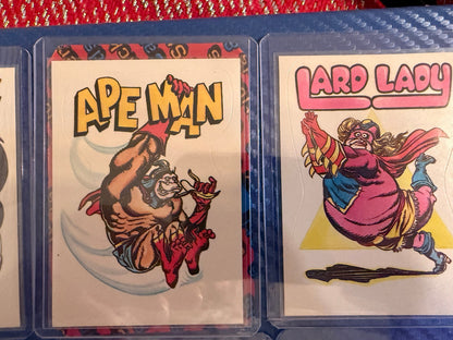 Vintage Superhero Parody Sticker Cards Lot 8 Card Set Put Down Man
