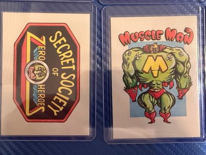 Vintage Superhero Parody Sticker Cards Lot 8 Card Set Put Down Man