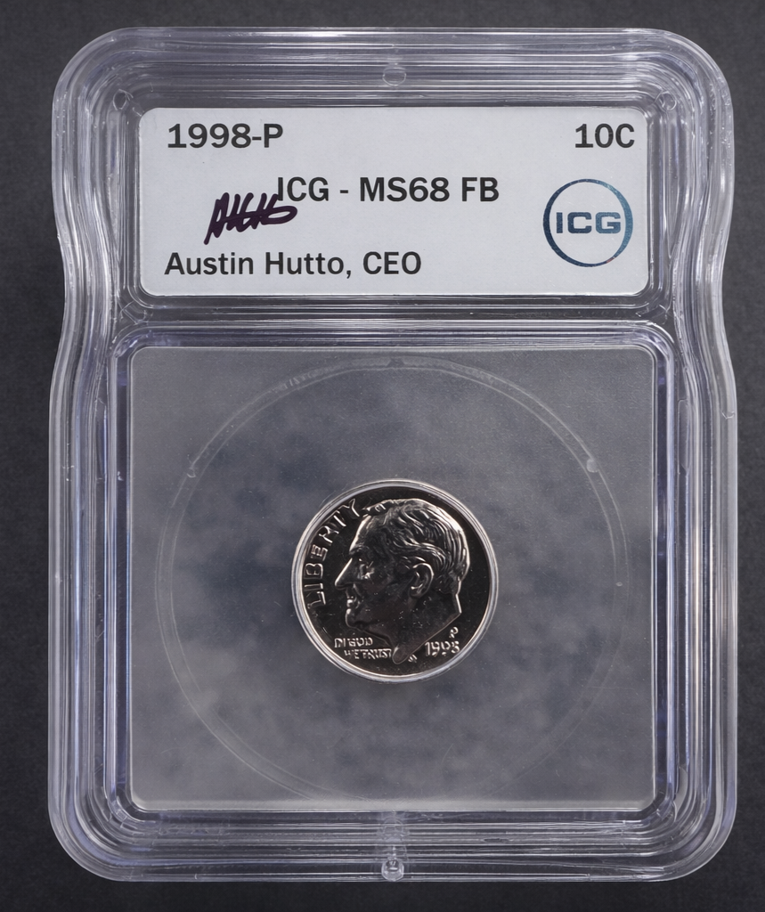 1998 P Roosevelt Dime ICG MS68 FB Full Bands Gem Uncirculated Certified