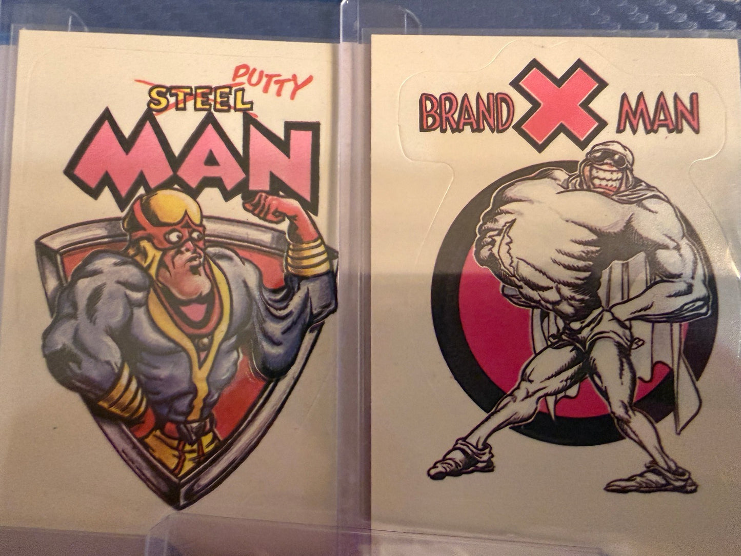 Vintage Superhero Parody Trading Cards Lot 7 Sticker Set Beetle Comic Cards