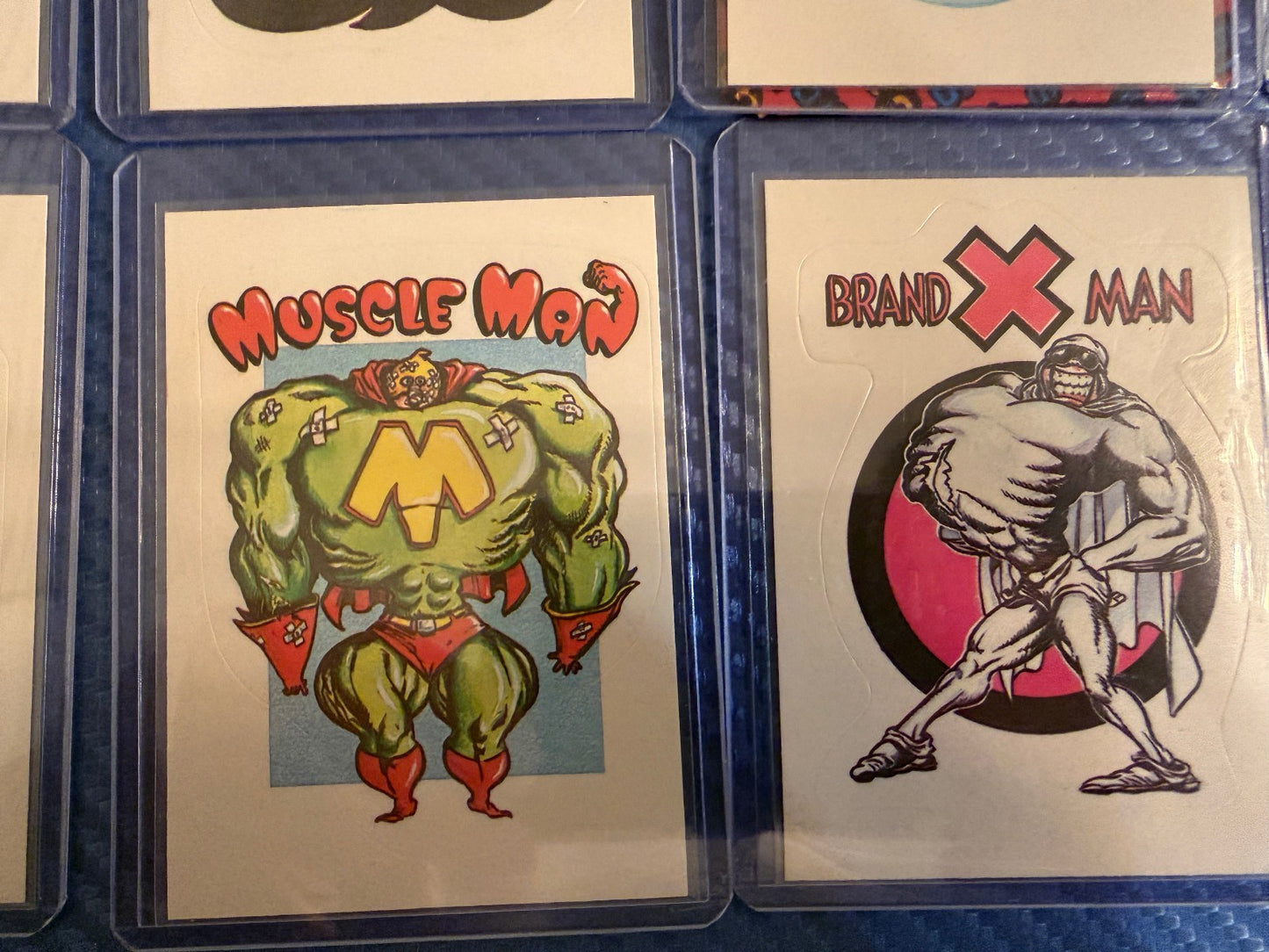 Vintage Superhero Parody Sticker Cards Lot 8 Card Set Put Down Man