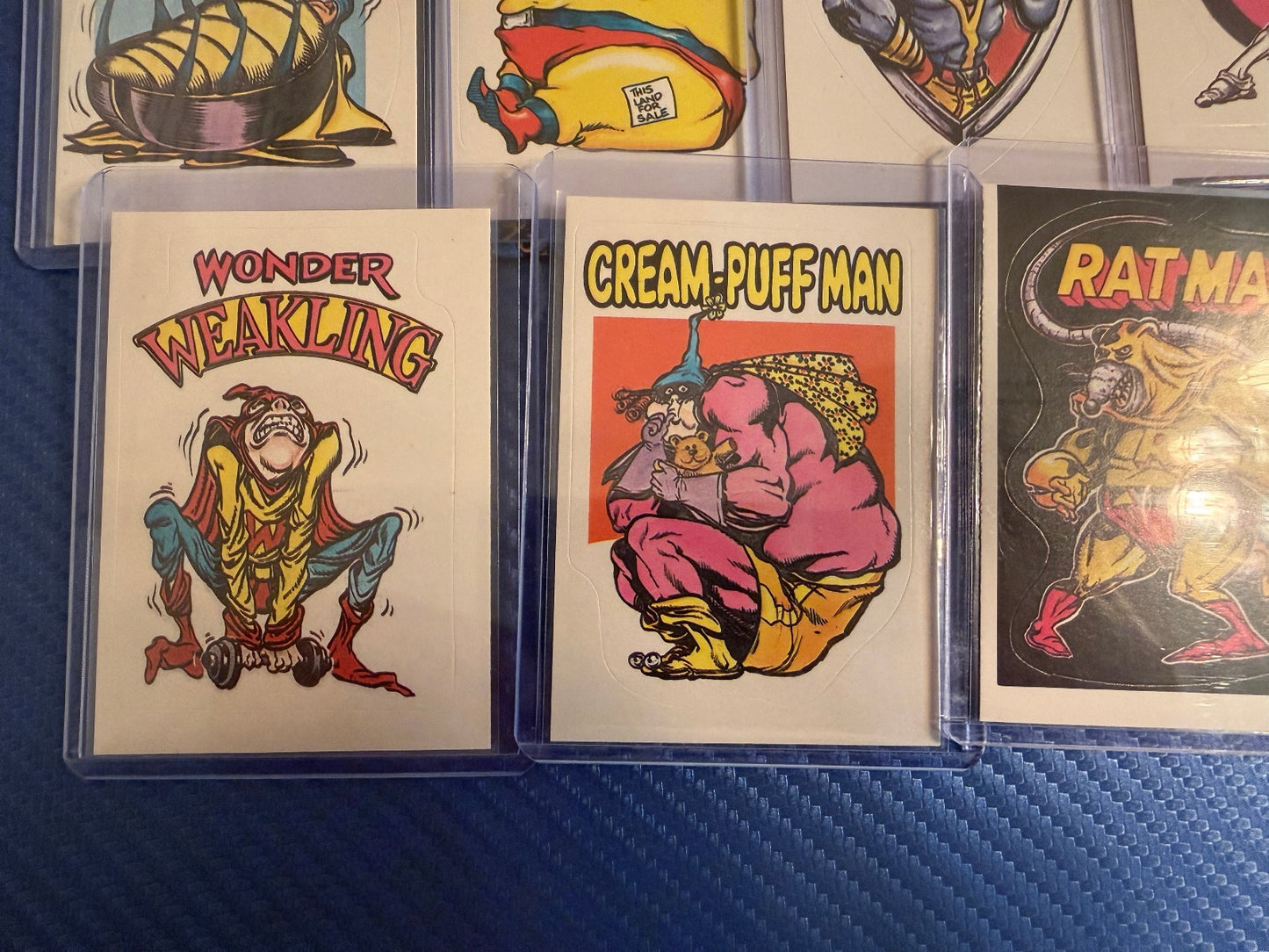 Vintage Superhero Parody Trading Cards Lot 7 Sticker Set Beetle Comic Cards