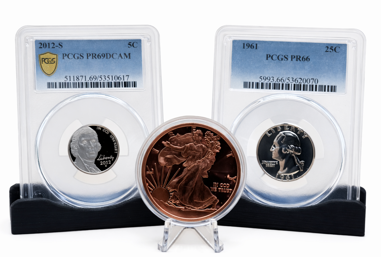1961 PR66 Silver Washington Quarter & 2012-S PR69DCAM Jefferson PCGS Set