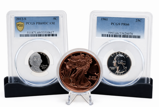 1961 PR66 Silver Washington Quarter & 2012-S PR69DCAM Jefferson PCGS Set