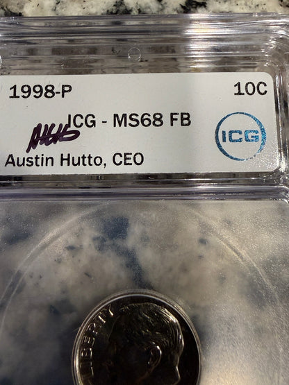 1998 P Roosevelt Dime ICG MS68 FB Full Bands Gem Uncirculated Certified