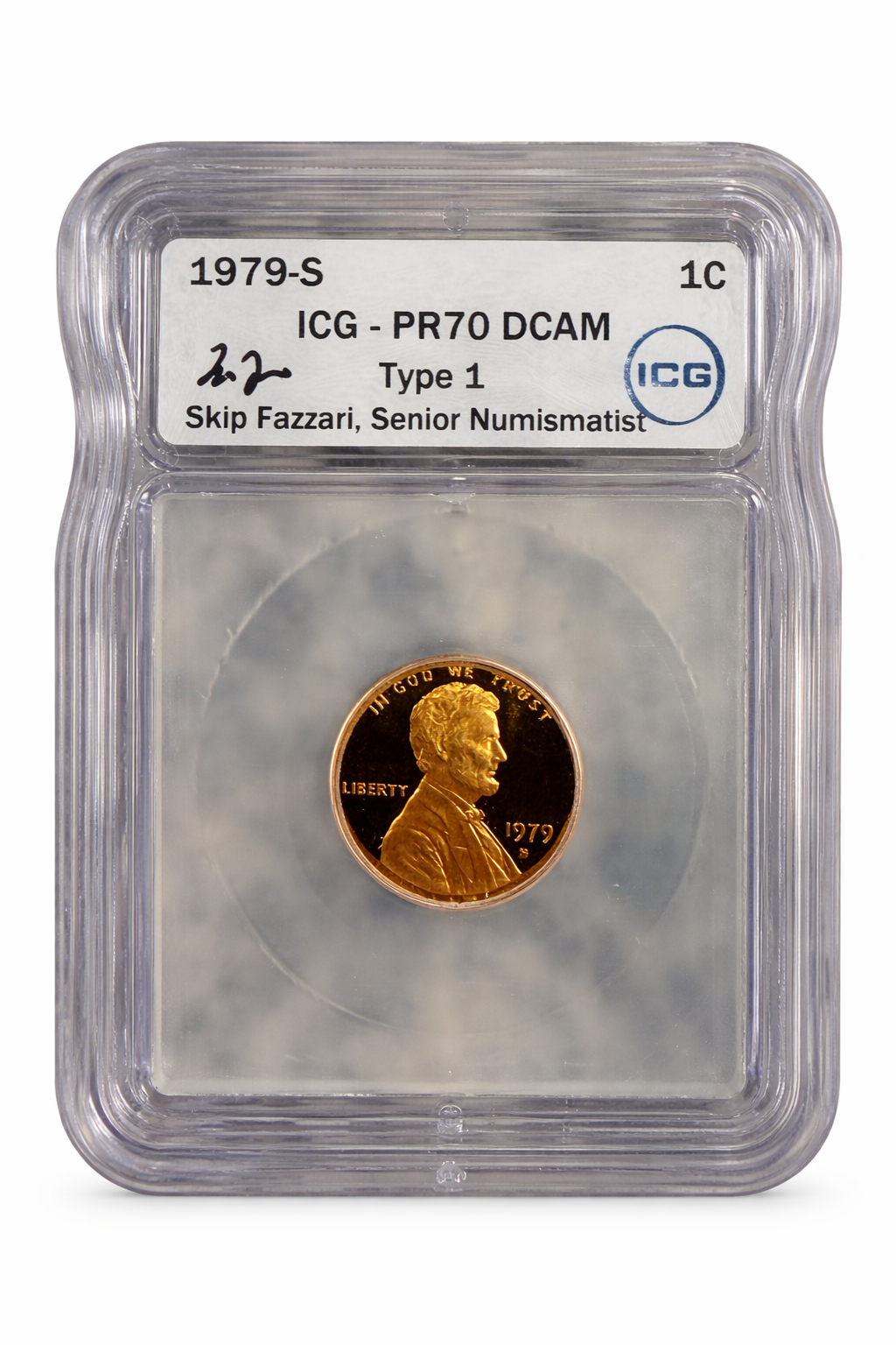 1979-S Lincoln Cent Proof PR70 DCAM Type 1 ICG Graded Penny Deep Cameo