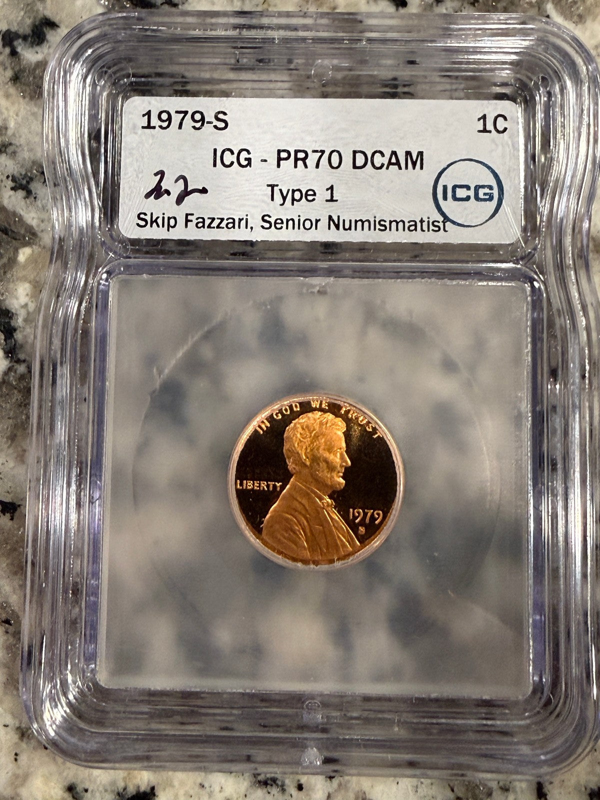 1979-S Lincoln Cent Proof PR70 DCAM Type 1 ICG Graded Penny Deep Cameo