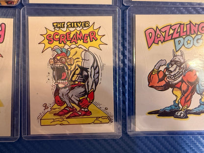 Vintage Power Baby Superhero Parody Sticker Cards 8 Card Set Lot