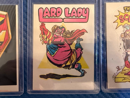 Vintage Power Baby Superhero Parody Sticker Cards 8 Card Set Lot