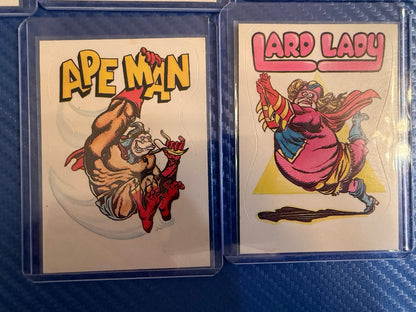 Vintage Superhero Parody Sticker Cards Lot 6 Card Set Power Baby Collectible