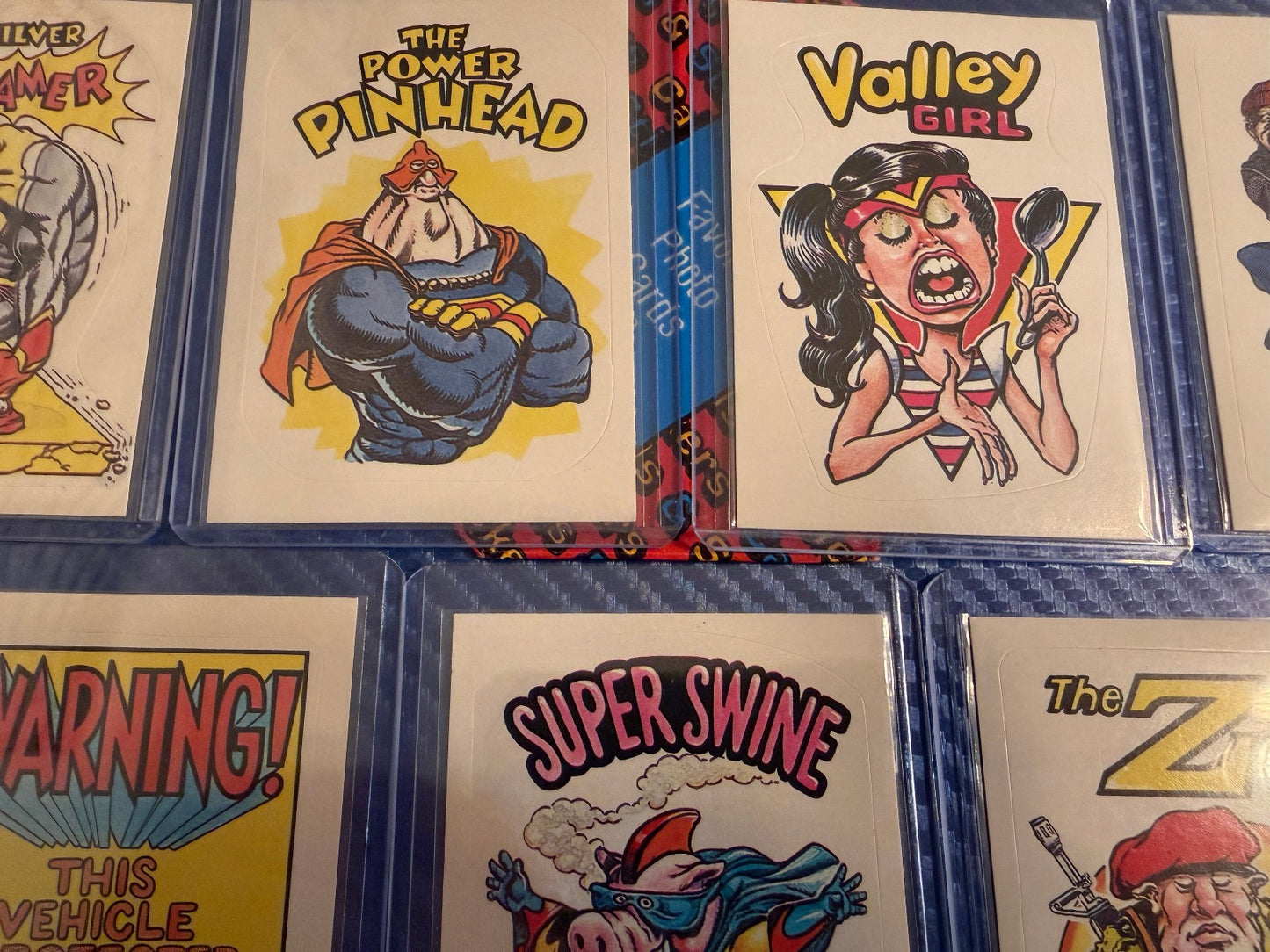 Vintage Superhero Parody Sticker Cards 7 Card Set Silver Screamer Rare