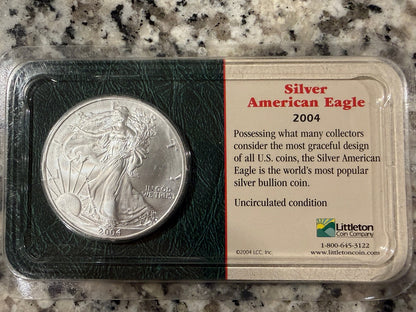 2004 American Silver Eagle 1 oz .999 Fine Silver $1 BU Uncirculated Coin