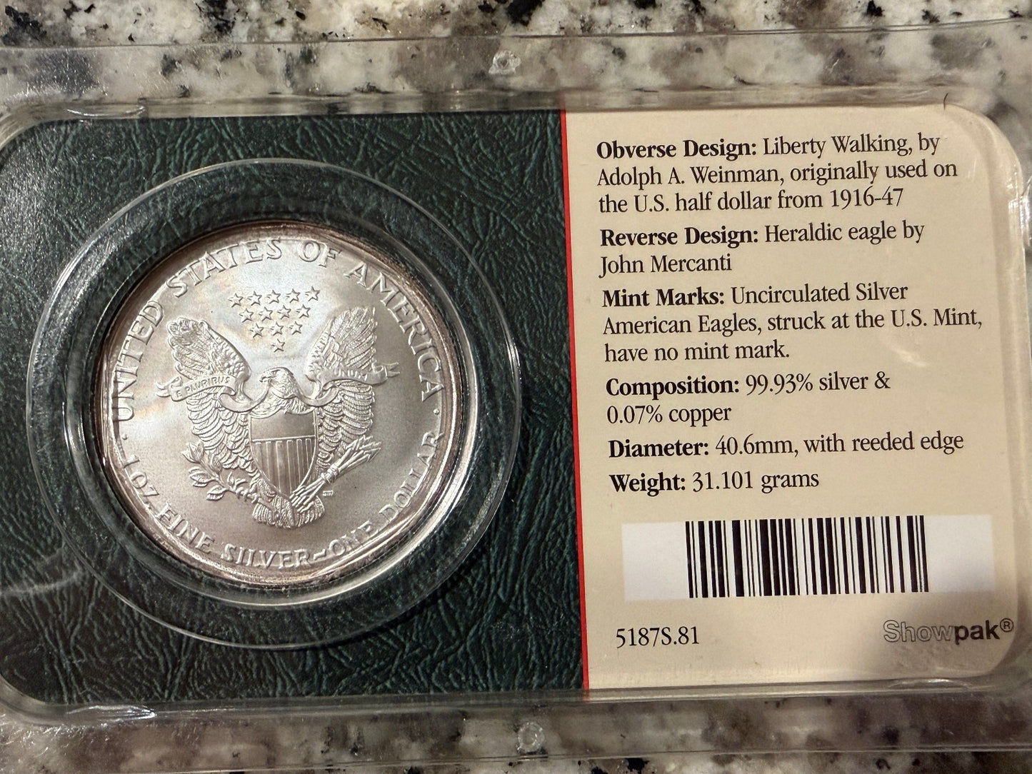 2004 American Silver Eagle 1 oz .999 Fine Silver $1 BU Uncirculated Coin
