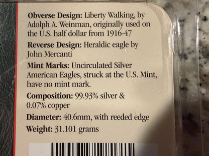 2004 American Silver Eagle 1 oz .999 Fine Silver $1 BU Uncirculated Coin